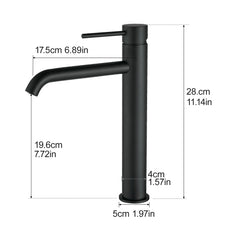 Black Tall Bathroom Faucet Black Faucet for Bathroom Sink, Single Hole Bathroom Faucet Modern Single Handle Vanity Basin Faucet