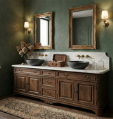 Luxury Dark Grey Natural Marble Vessel Sink , 15.8" Round Matte Finish Stone Basin, Solid One-Piece Carved, Above-Counter Vanity, Bowl for Bathroom & Spa (40cmx15cm)