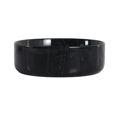 Ceramic Round Above Counter Bathroom Sink Art Basin, Black Background With White Patterns (BAA0014012RR)