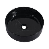 Ceramic Round Above Counter Bathroom Sink Art Basin, Black Background With White Patterns (BAA0014012RR)