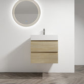 24" Wall-Mounted Bathroom Vanity With Resin Sink, 2-Soft Close Drawers, KD-Package