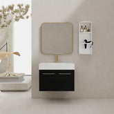 30 Inch Wall-Mounted Bathroom Vanity with Sink and Storage Rack, Thick Edged Resin Basin, KD-Package