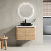 30'' Wall-Mounted Bathroom Vanity With Ceramic Art Sink & 2-Soft-Close Door, KD-Packing, Plywood