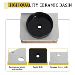 24'' Wall-Mounted Bathroom Vanity With Ceramic Art Sink & 1-Soft-Close Door, KD-Packing, Plywood