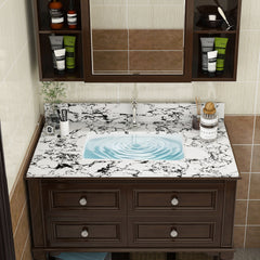 37"x22" Bathroom Vanity Top, with Undermount Ceramic Sink and Backsplash, artificial marble Bathroom Vanity Top with 1 Pre-Drilled Hole, New Carrara white and black( only Bathroom Vanity Top )