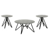Garfield Cement 3-piece Round Coffee and End Table Set