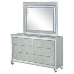 Arabesque Silver Metallic 6-drawer Dresser with Mirror