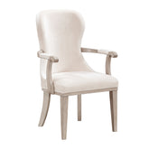 Traditional Elegance Armchairs Set of 2 Ivory Fabric Upholstery Durable Cushion Seat Back Classic Design Comfort Dining Furniture