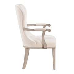 Traditional Elegance Armchairs Set of 2 Ivory Fabric Upholstery Durable Cushion Seat Back Classic Design Comfort Dining Furniture