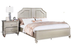 Traditional Style Eastern King Size Bed 1pc Two Panel Bed Silver Finish Bedroom Furniture