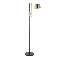 Metric Industrial Floor Lamp in Black and Antique Brass by LumiSource