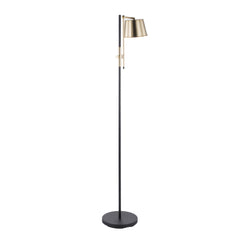 Metric Industrial Floor Lamp in Black and Antique Brass by LumiSource