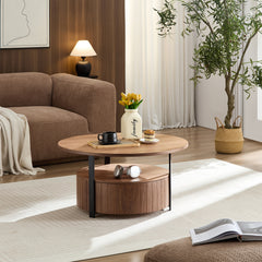 Wood Coffee Table Round, Rustic Charm For Living Room Decor