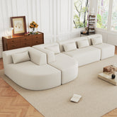 144" Upholstered Sofa Free-combined Sofa Couch with Two Chaise Lounge and Five Back Pillows for Living Room(Old SKU: N719S001600A), Beige