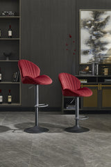 Bar Stools Set of 2 - Adjustable Barstools with Back and Footrest, Counter Height Bar Chairs for Kitchen, Pub -RED
