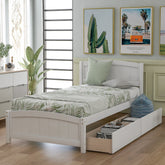 Twin size Platform Bed with Two Drawers, White