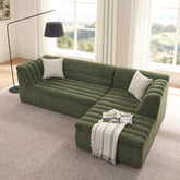 106" L-Shaped Modular Sectional Sofa with Chaise for Living Room, Chenille Upholstered Boneless Couches with Wave-Shaped Armrest, No Pillows Included
