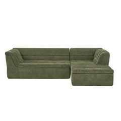 106" L-Shaped Modular Sectional Sofa with Chaise for Living Room, Chenille Upholstered Boneless Couches with Wave-Shaped Armrest, No Pillows Included