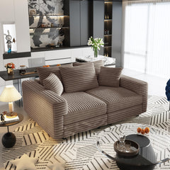 82.7 " Plush Corduroy 3-Seat Sofa,Modern Comfy Upholstered Sofa Cloud Couch,Deep Seat Couches with Soft Pillows,Convertible Deep Seat Sofa Lounge Chair for,Camel(ETA:8.28)