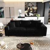 82.7 " Plush Corduroy 3-Seat Sofa,Modern Comfy Upholstered Sofa Cloud Couch,Deep Seat Couches with Soft Pillows,Convertible Deep Seat Sofa Lounge Chair,Black(ETA:8.28)