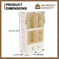 Portable Wardrobe Closet Storage Organizer for Clothes,Clothes Dresser,9 Magnetic Doors-9 Cubes & 2 Hanging Rod,6 pcs hangers , Baby Wardrobe Storage Cabinet,White