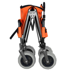 3-in-1 Folding Wagon with Bench Seat – patent protection, Includes 1 ice pack, 500lbs Capacity, 9"x4" Beach Tires for Camping & Beach, orange