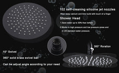 Shower System Shower Faucet Combo Set Wall Mounted with 10" Rainfall Shower Head and handheld shower faucet, Matte Black Finish with Brass Valve Rough-In