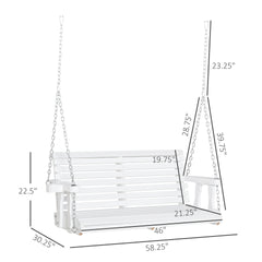 Porch Swing with Chains and Cupholders, Wooden Patio Swing Chair