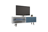 TV Stand in Blue Slate and White