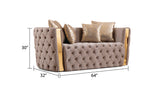 Naomi Button Tufted Loveseat with Velvet Fabric and Gold Accent in Taupe same as G150109210 (NJ inventory)