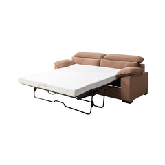 2-Seater Sofa Bed, Mid-Century Modern Couch, Convertible Queen Size Sleeper Sofa with Wooden Frame & Polyester Upholstery, Pull-Out Design, 300 lbs Capacity - Space Saving for Living Room, Brown