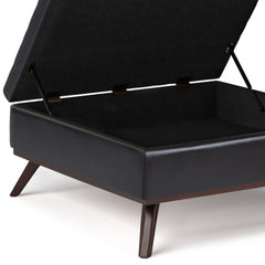 Owen 36 inch Wide Square Coffee Table Storage Ottoman in Tanners Brown Vegan Leather