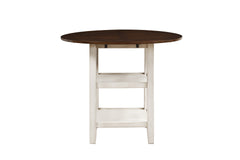 White and Dark Cherry Finish 1pc Counter Height Table with 2x Bottom Shelves Drop Side Leaf Kitchen Dining Furniture
