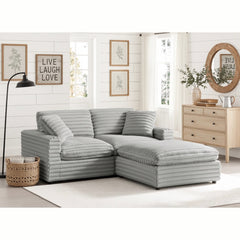 Jenny 3-Piece Chofa in Plush Polyester Cord-Like Fabric