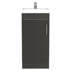 Madrid Bathroom Vanity Sink, Metal Handle, Single Door Cabinet -Black