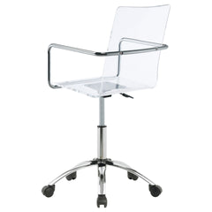 Clear and Chrome Acrylic Office Chair with Casters