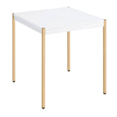 White and Gold Square End Table