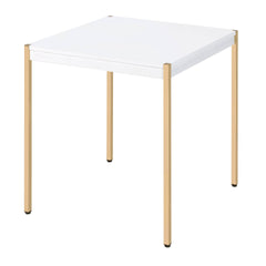 White and Gold Square End Table