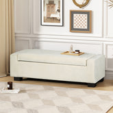 50" Ottoman Bench in Textured Fabric, Rectangular Design with Hinged Lid for Seating, Footrest, and Hidden Storage, Perfect for Living Room, Bedroom, or Entryway