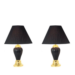 3-Piece Ceramic Lamp Set, Floor and Table Lamps, Black finish