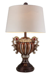 29.5" Tall" Delicata" Urn-Shaped Table Lamp, Bronze with Silver Accents