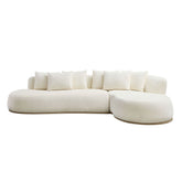 134.63'' Oversized L-Shape Sectional Sofa Couch with Facing Chaise Right Beige Sofa with Deep Seat for Living Room