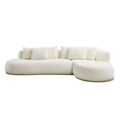 134.63'' Oversized L-Shape Sectional Sofa Couch with Facing Chaise Right Beige Sofa with Deep Seat for Living Room