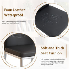 Set of 4 Black - and - Silver Dining Chairs,37 inches High: Ergonomic PU Backrest, Combines Comfort and Style.Perfectly blends comfort and elegance, Injecting more comfort and style into dining time.