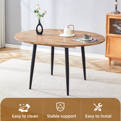 Table and chair set.Modern Extendable MDF Dining Table.Suitable for gatherings of different size.Paired with 4 Black Linen-Cotton Material High Resilience Dining Chair with Metal Black Leg.