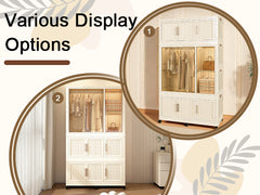 Portable Wardrobe Closet Storage Organizer for Clothes,Clothes Dresser,9 Magnetic Doors-9 Cubes & 1 Hanging Rod,6 pcs hangers , Baby Wardrobe Storage Cabinet,White