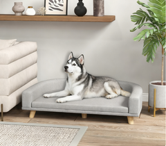 Pet Sofa Couch Bed with Washable Cushion for Large Dogs, Cats, Gray