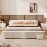 [Cozy White Bouce Upholstered Bed[ - A Dreamy Addition to Your Bedroom, QUEEN