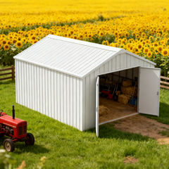12FT x 20FT Single Garage Metal Shed – Double Door Outdoor Storage Unit Metal Garage Storage Shed