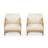 Royal Wood Club Chair Set Of 2, Beige